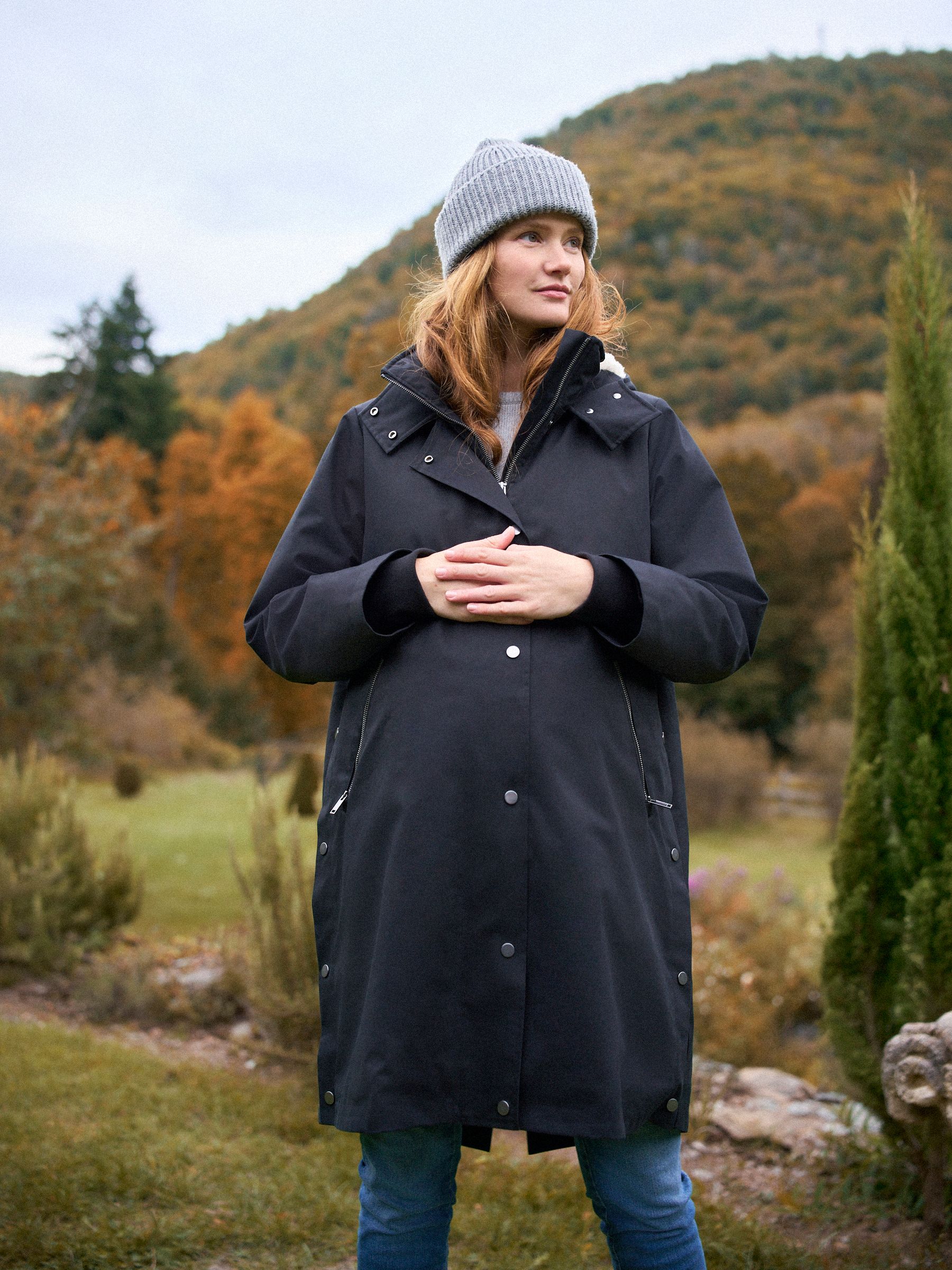 Zwart - Seraphine 3 in 1 Maternity & Babywearing Parka with Borg Lining