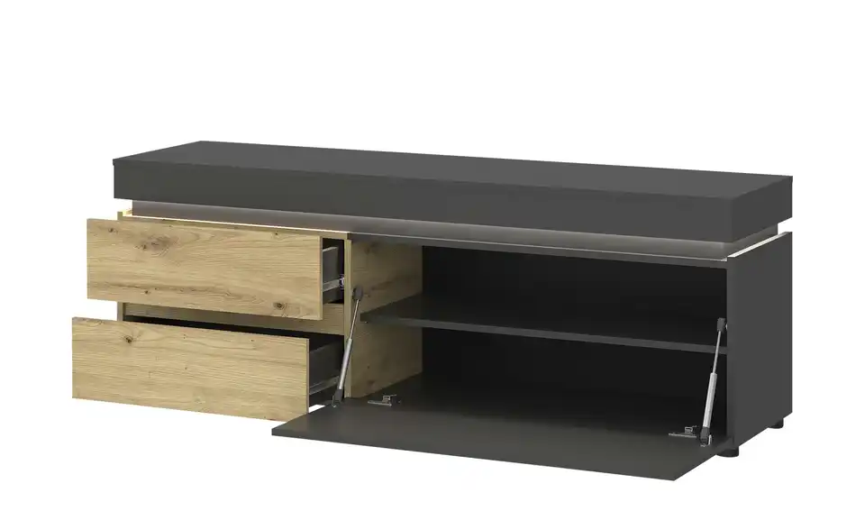 TV-Lowboard Luci Anthrazit, Eiche Artisan (Nachbildung) 151 cm