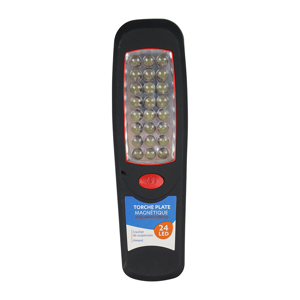 Lampe torche magnétique 24 leds et crochet 6x21cm