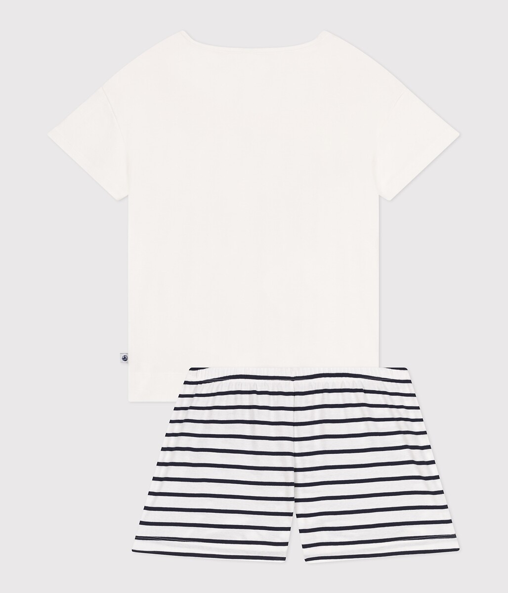 PETIT BATEAU<br>Shorts de pijama de algodão, mangas curtas