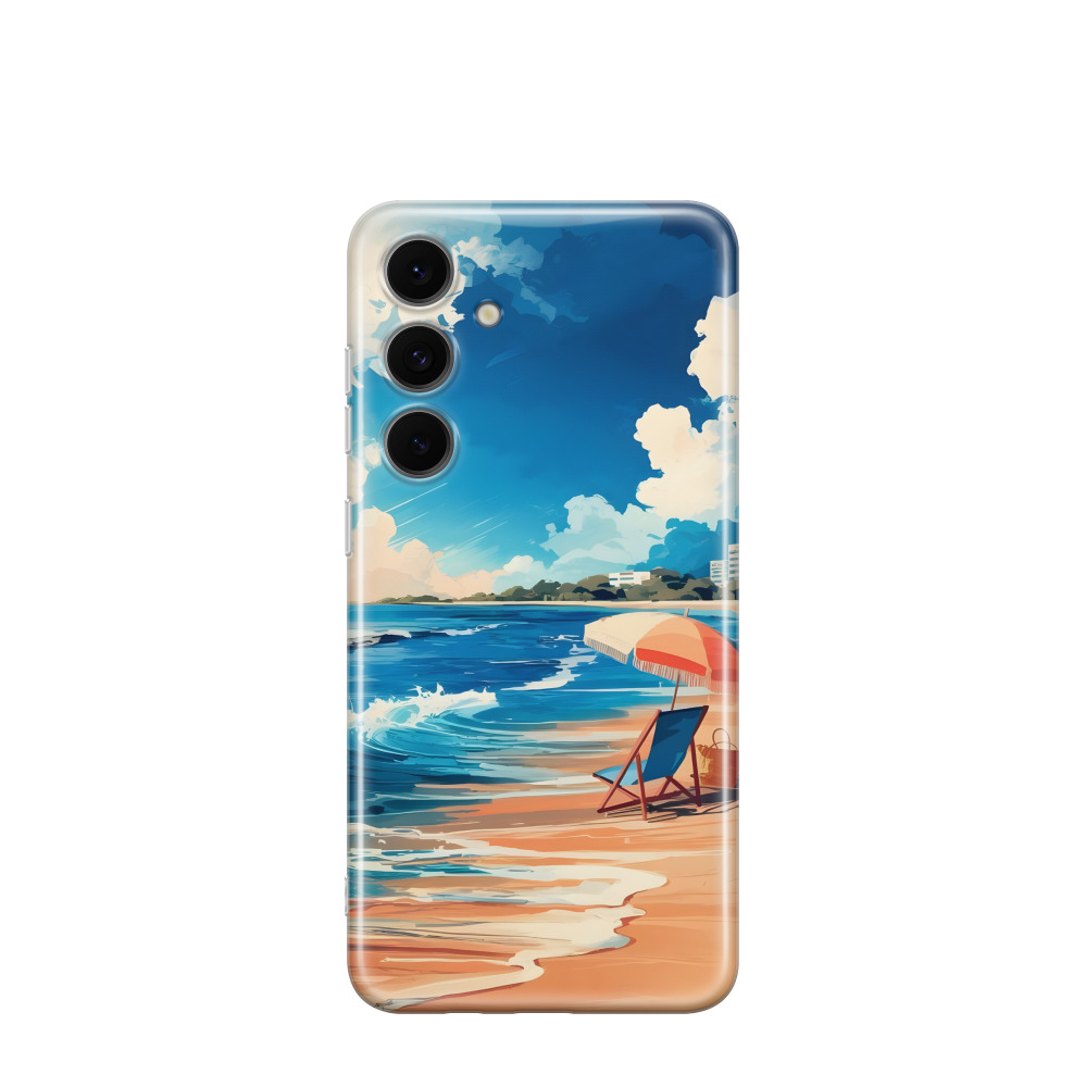 Samsung Galaxy S24 FE Gummi Hülle Aquarell Sommer 2 - Blau