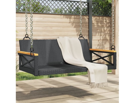 VIDAXL - Balancelle noir 109x62x40 cm résine tressée