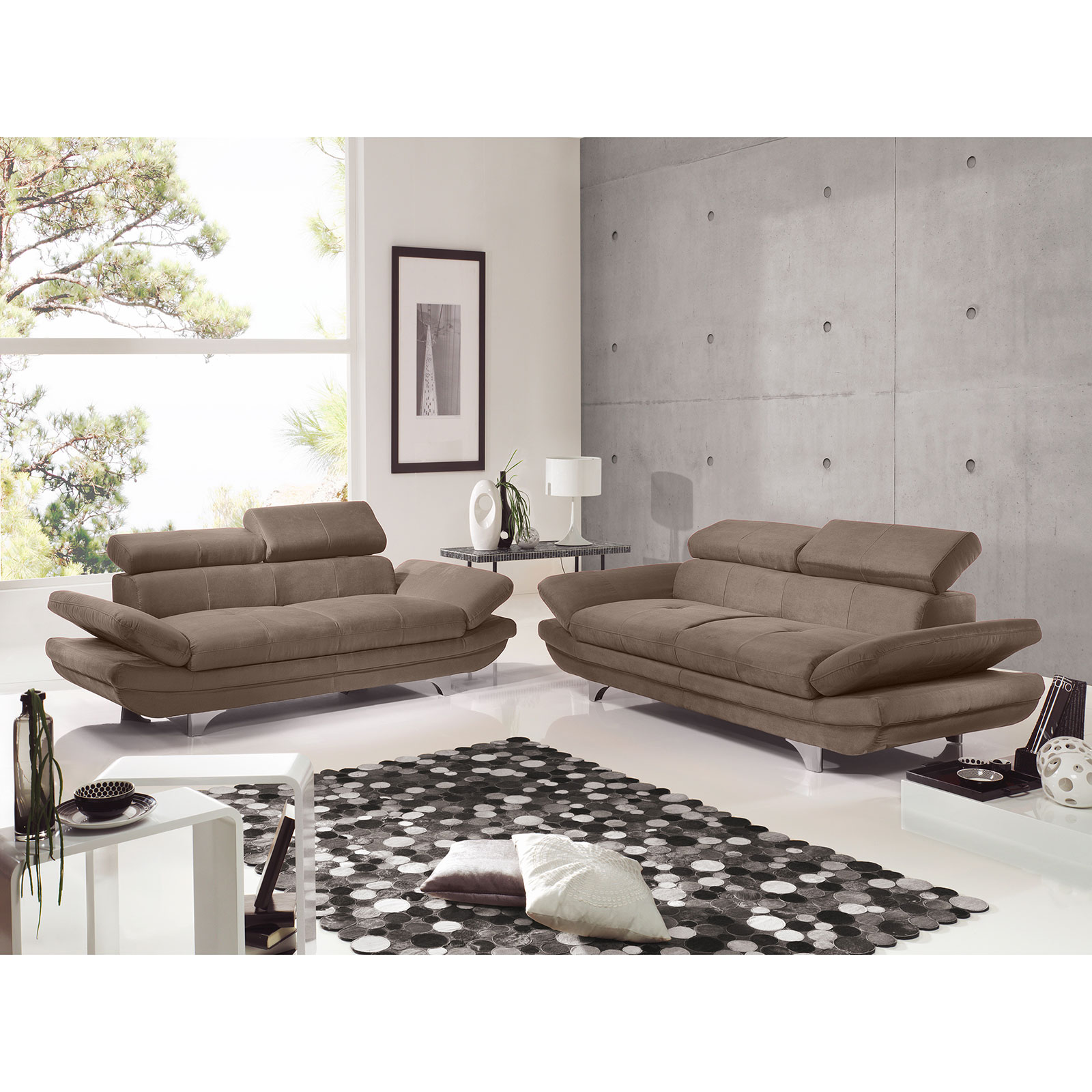 2-Sitzer Sofa - braun - mit Armlehnenverstellung