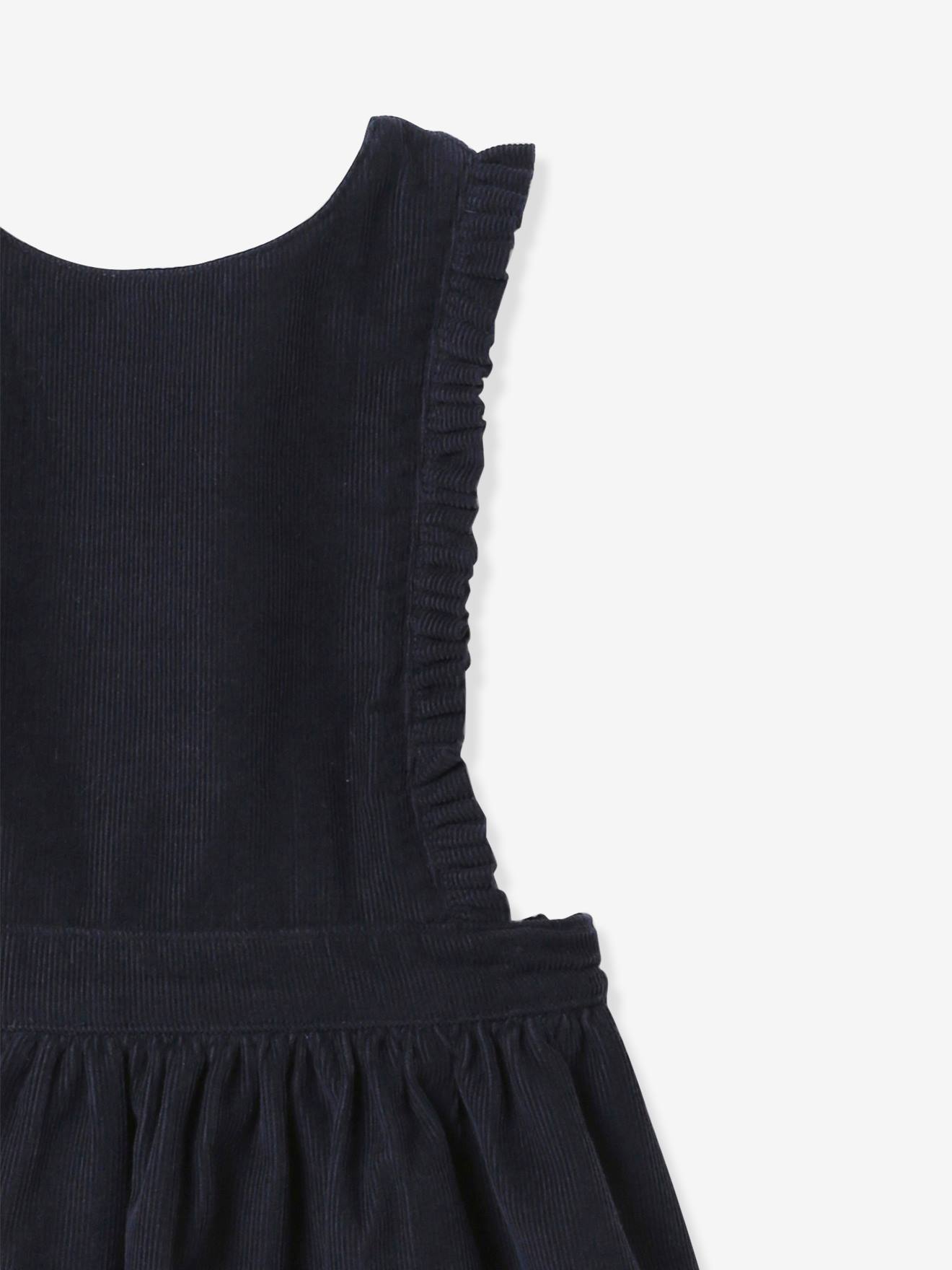 Vestido avental azul marinho de veludo CYRILLUS para bebê