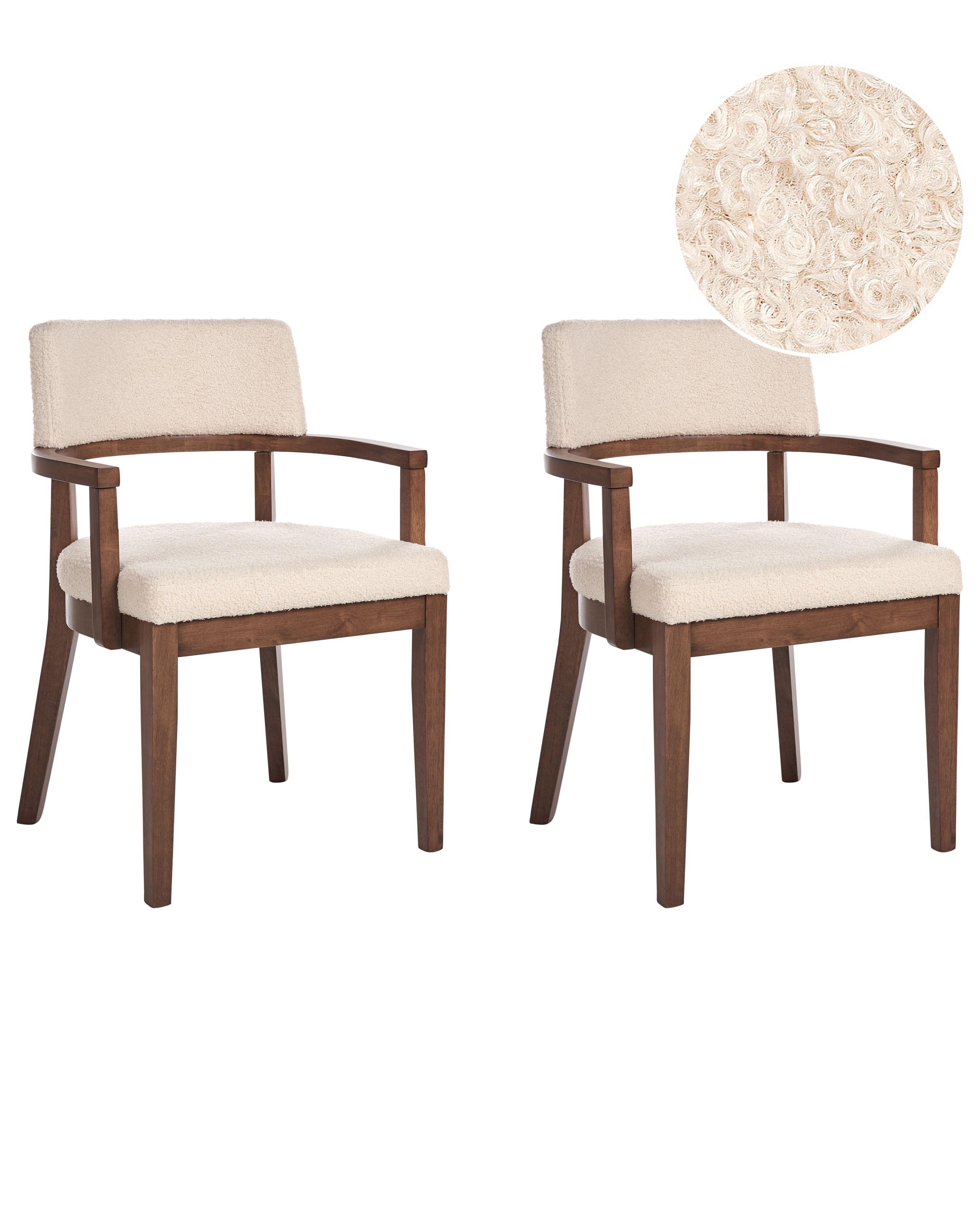 Set van 2 eetkamerstoelen DALBO Bouclé Donkerbruin/beige