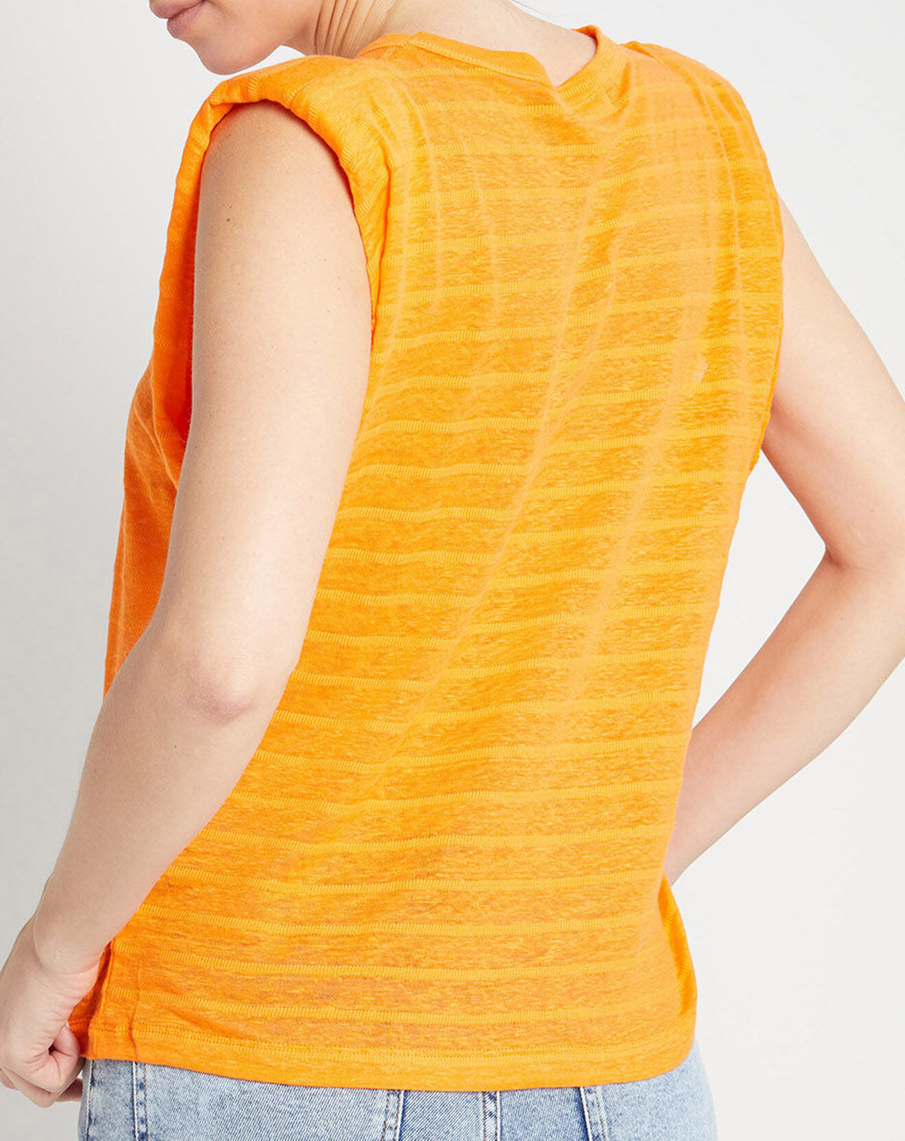 Cashmere Tribu Top en Lin & Coton Lin Coco papaye
