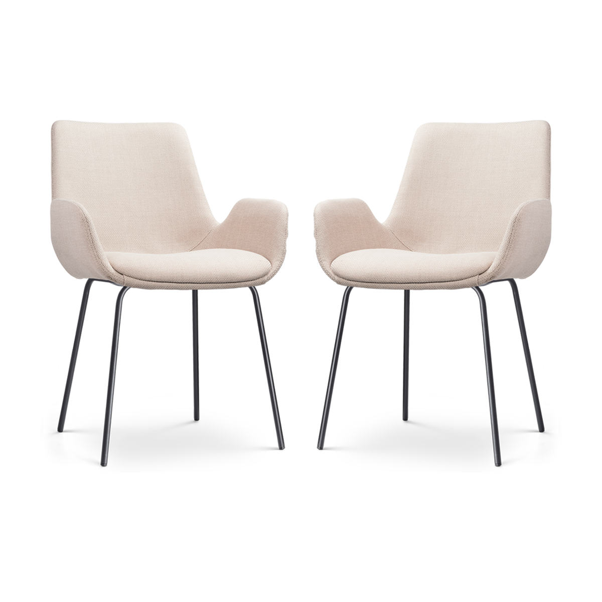 Eetkamerstoel Nora-Eef beige - zwart onderstel - set van 2