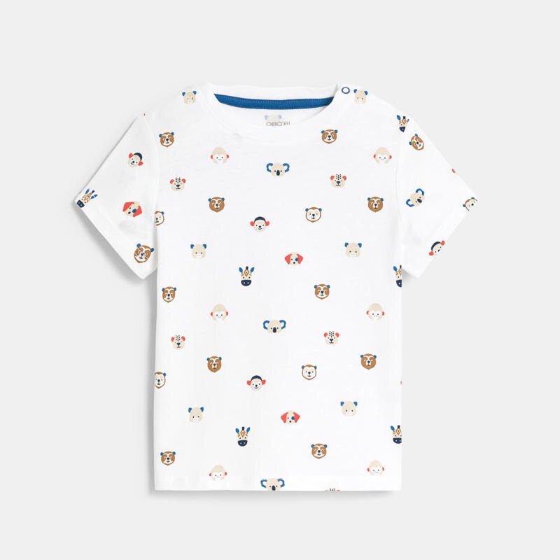 T-shirt animaux blanc bébé garçon Blanc