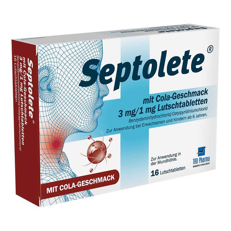 Septolete mit Cola-Geschmack 3mg / 1mg Lutschtabletten, 16 St