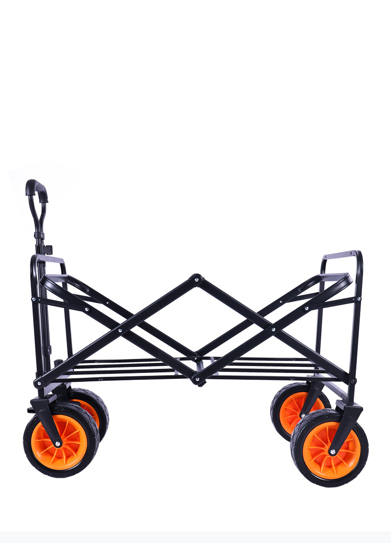 (150L) Faltbarer Leiterwagen Outdoor Bollerwagen Transporthilfe für Camping   Festivals - Schwarz