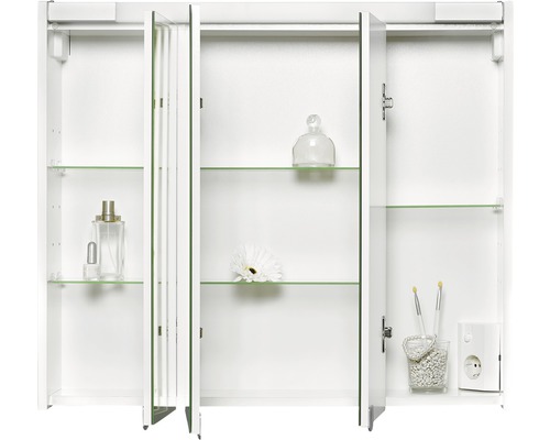 Jokey Sarto III spiegelkast, 80 x 17 x 69 cm, wit, 3-deurs, LED, IP20