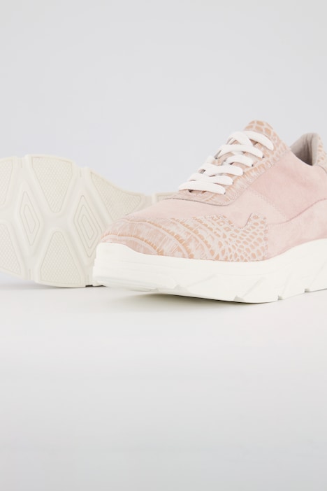 Leder-Sneaker, Schlangendruck, Zackensohle, Weite H