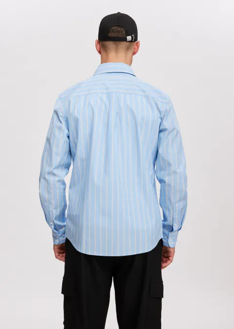 Gestreept overhemd poplin blauw (BLW)