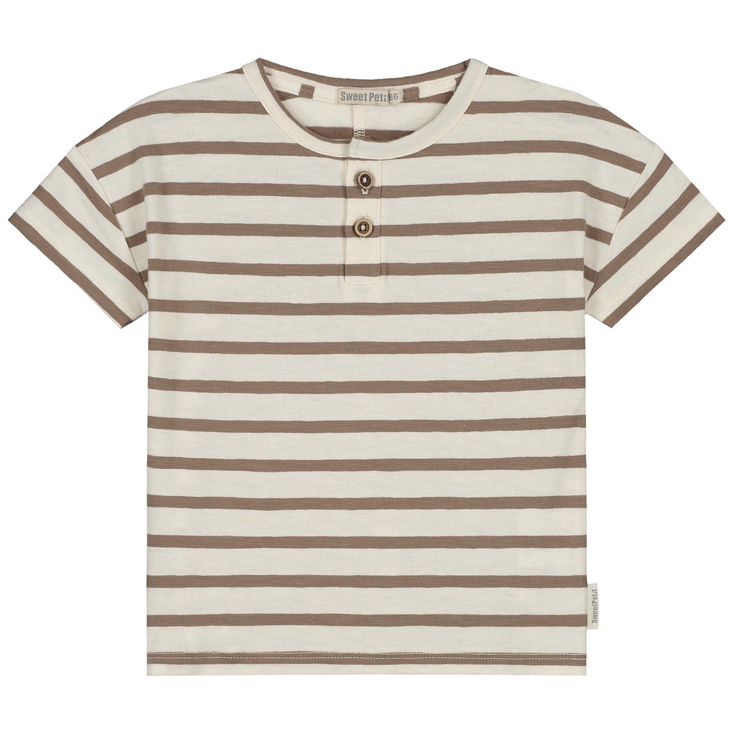 Sweet Petit peuter T-shirt Jens korte mouwen strepen taupe
