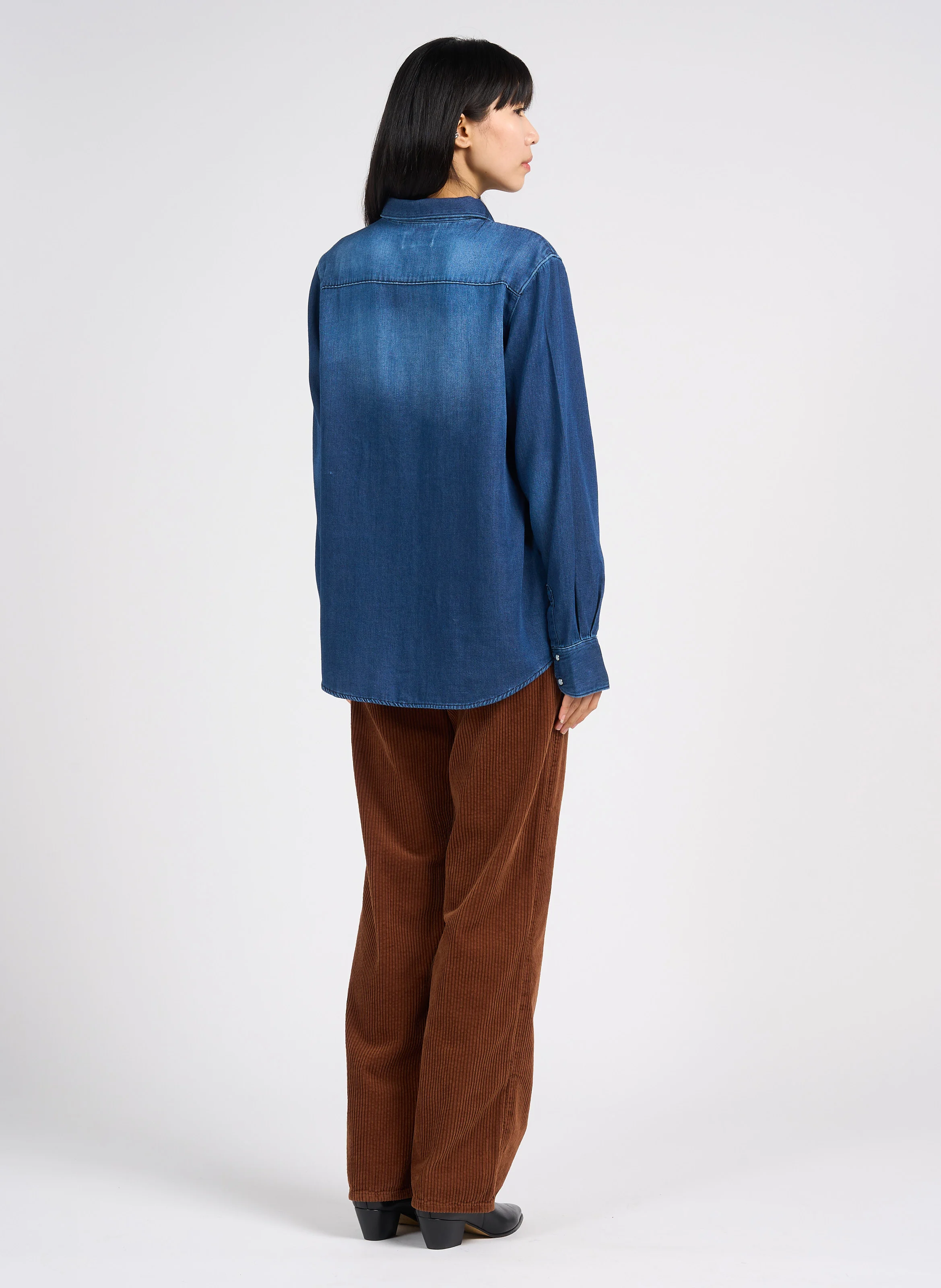 Chemise col classique en coton| Bleu
