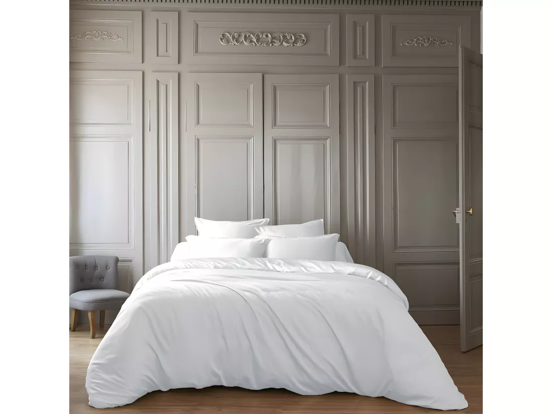 DALIA - Taie de Traversin 185x85cm 100 % Viscose de Bambou Chantilly