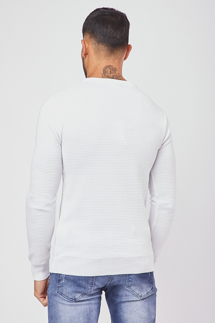 Pull blanc maille fine