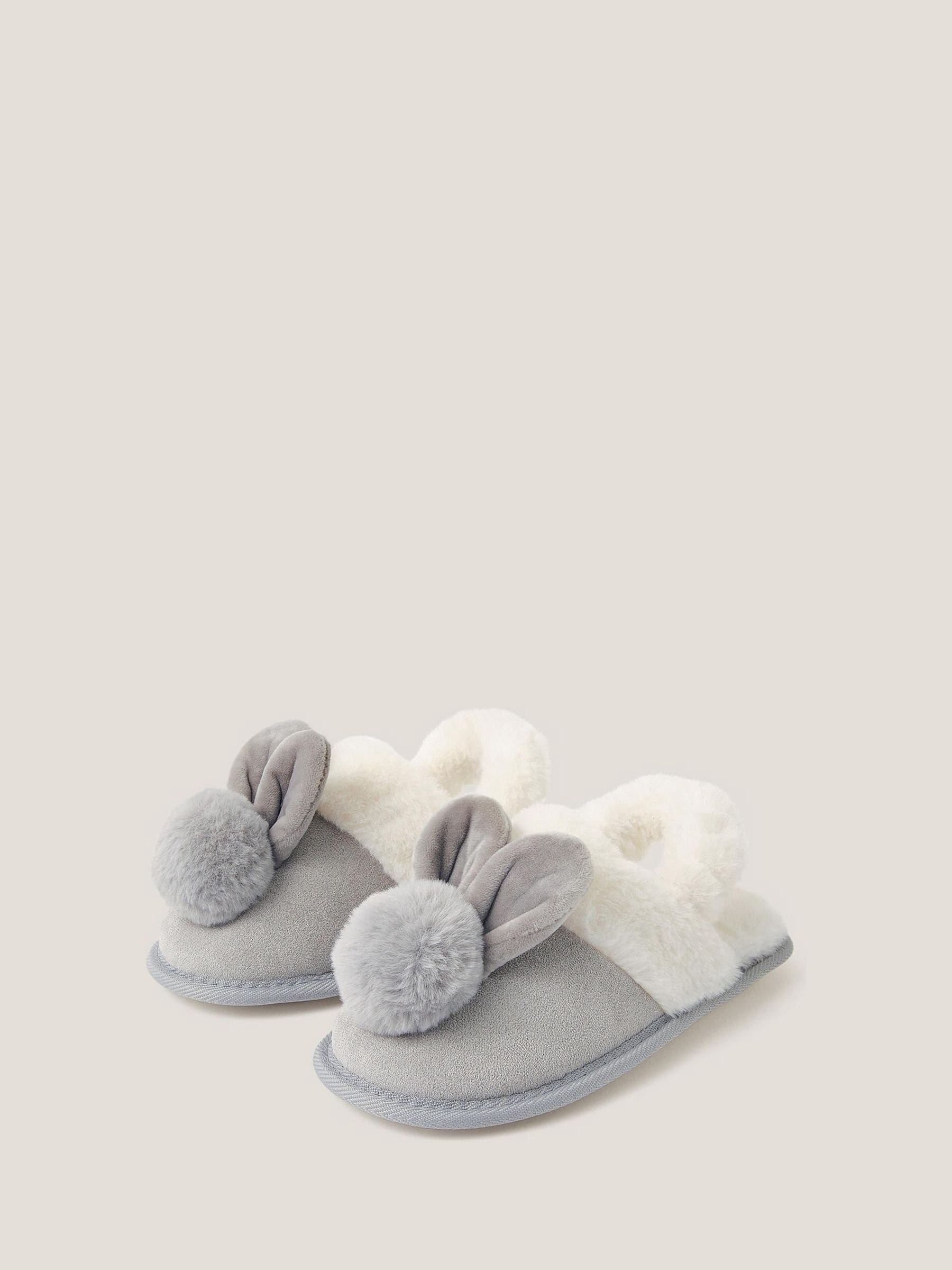 Monsoon Fluffy Pom Pom Bunny Pantoffels