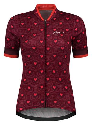 Maillot Manches Courtes Velo Rogelli Hearts - Femme - Bordeaux/Rose