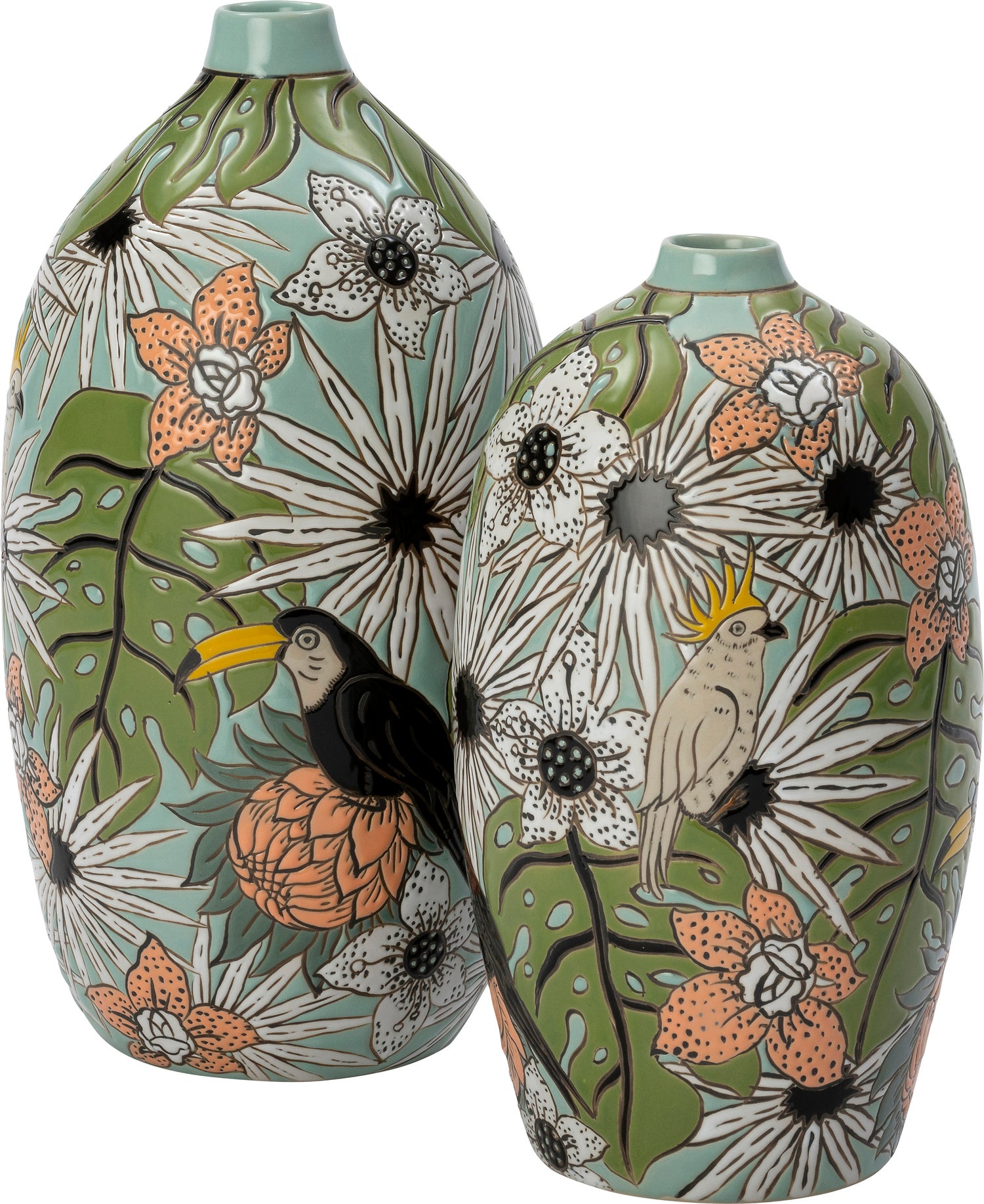 Intratuin vaas Jase blauw / groen / wit D 16 H 30 cm