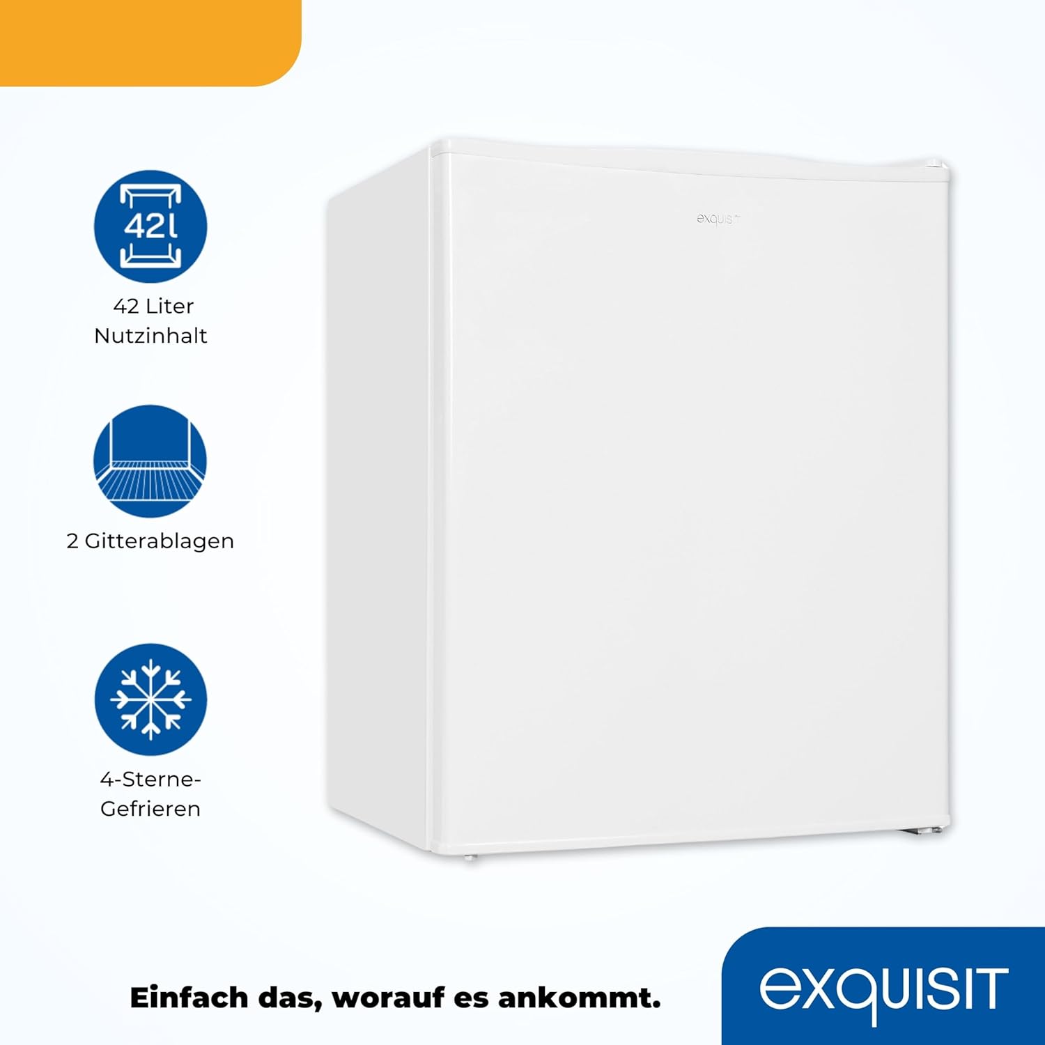 Exquisit Mini Gefrierschrank GB60-150E weiss | 42 l Nutzinhalt | Schwarz | Klein und kompakt | Türanschlag wechselbar | Gefrieren