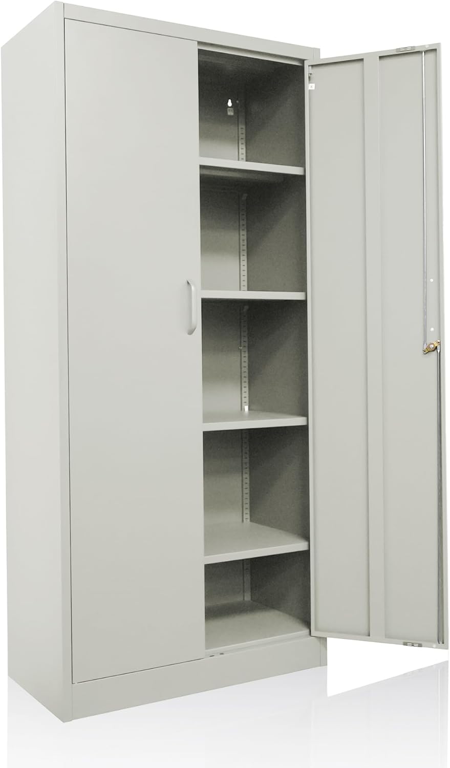 Ondis24 Aktenschrank, Büroschrank, Stahlaufbewahrungsschrank, Werkzeugschrank, Aktenschrank abschließbar, verstellbare Ablagen, mit Türmagnet, Griffen Robust und sicher (Grau, 170)