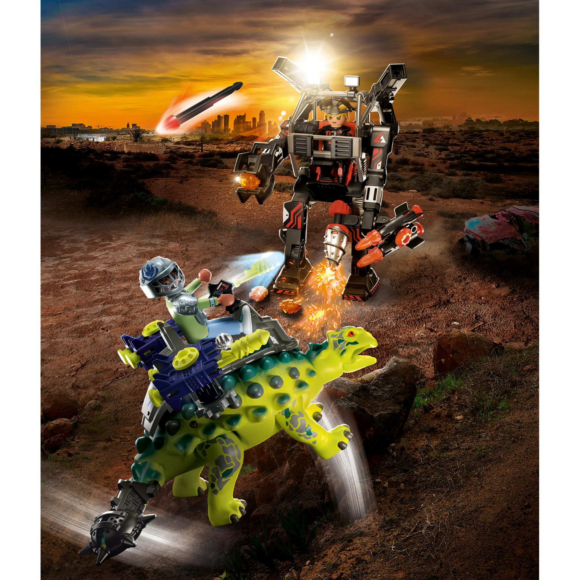 PLAYMOBIL Konstruktionsspielzeug Dino Rise Saichania: Abwehr des Kampfläufers