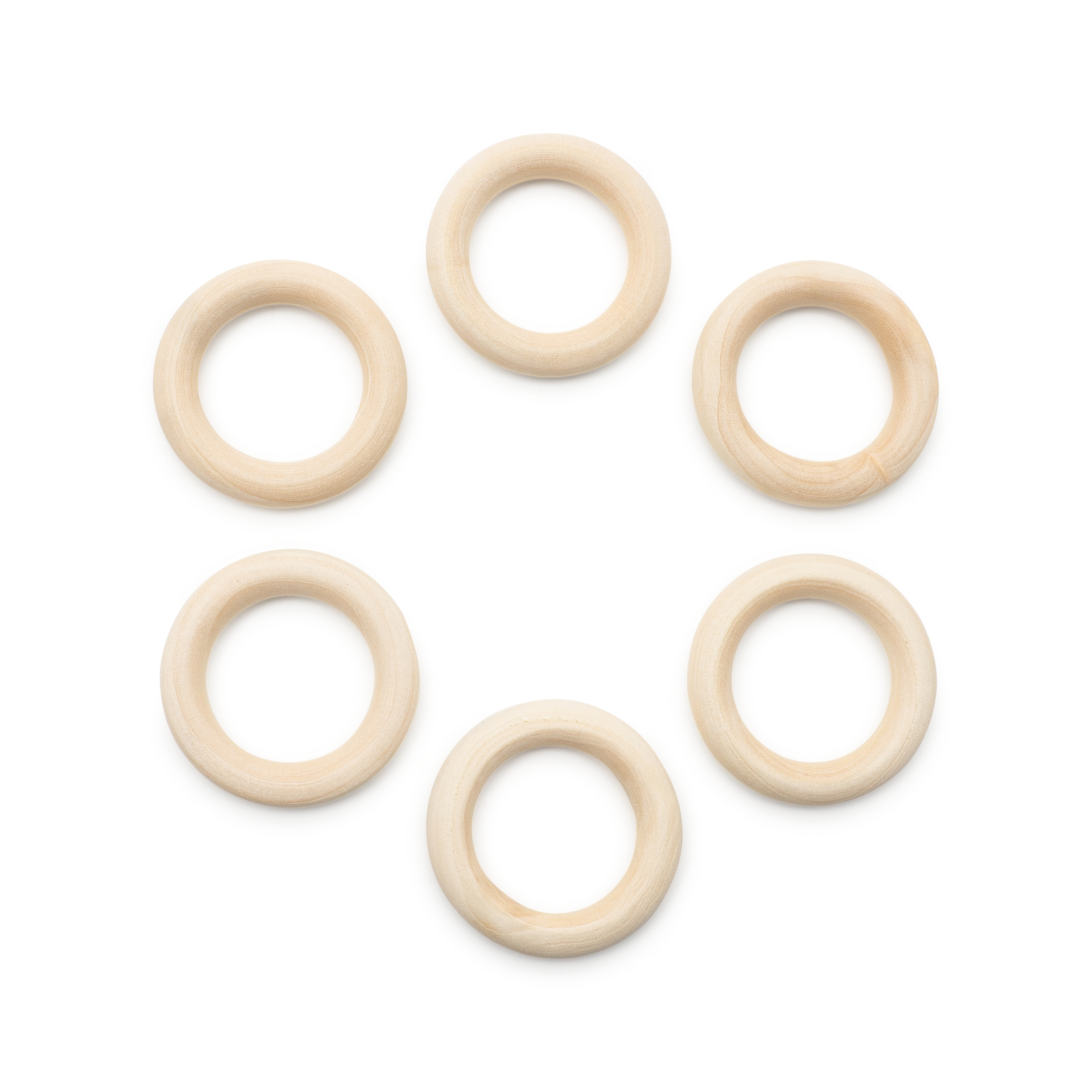 (6er Set) Ø45mm Holz Ringe DIY Naturholz Bastel Ringe für Baby Spielzeug / Makramee / Pflanzenaufhänger