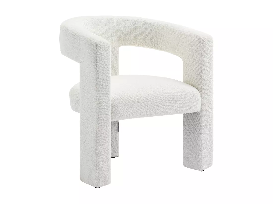 Fauteuil en tissu bouclette blanc FAVINA