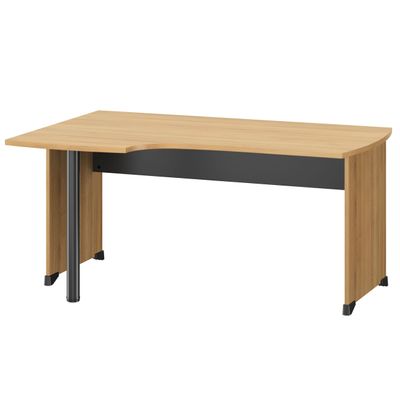 Bureau compact à gauche JAZZ+ - 160 cm - Pieds panneaux - chêne du bocage