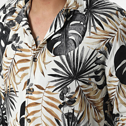 Chemise Manches Longues Floral Beige Gris