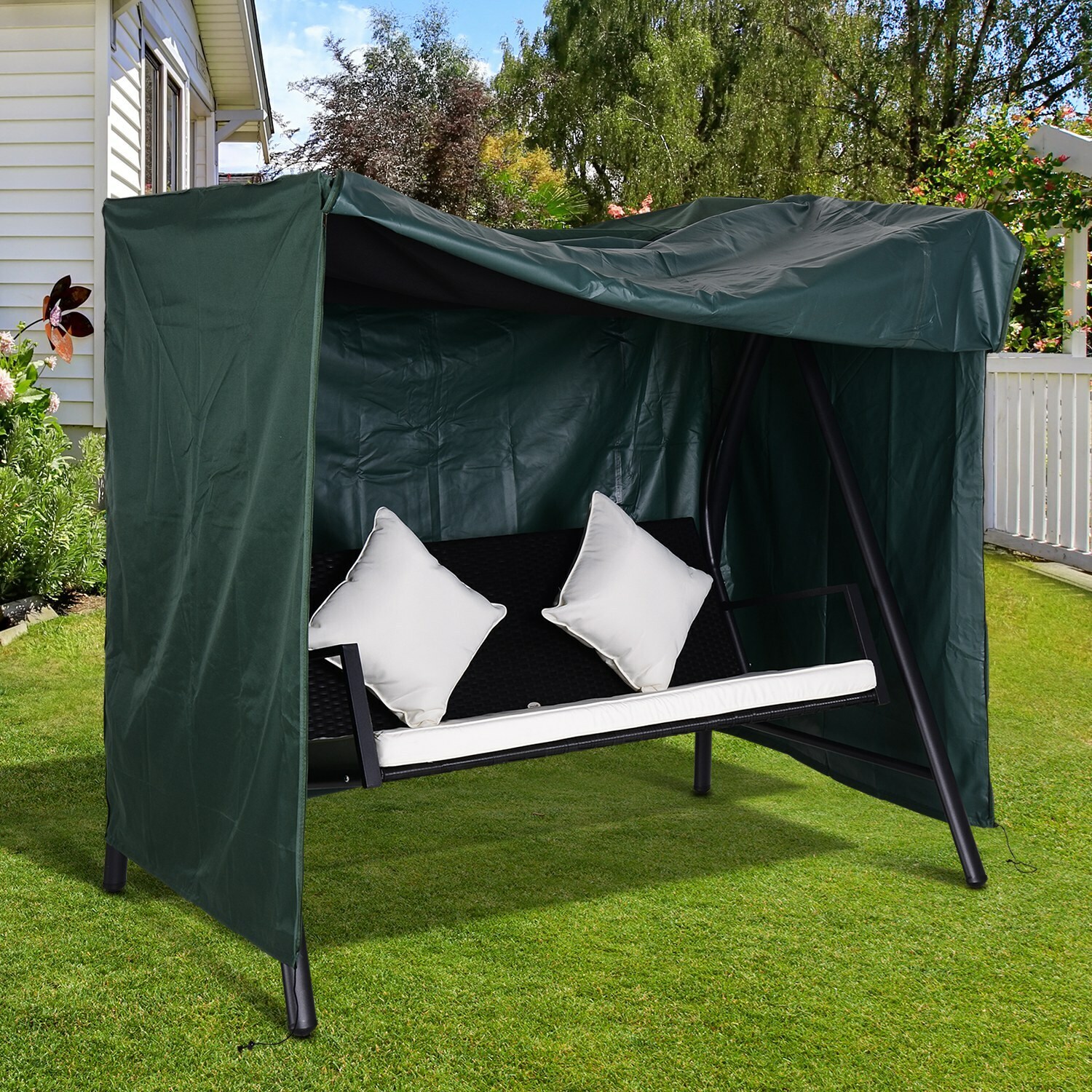 Outsunny Abdeckung für Hollywoodschaukel dunkelgrün 177 x 114 x 152 cm (LxBxH)