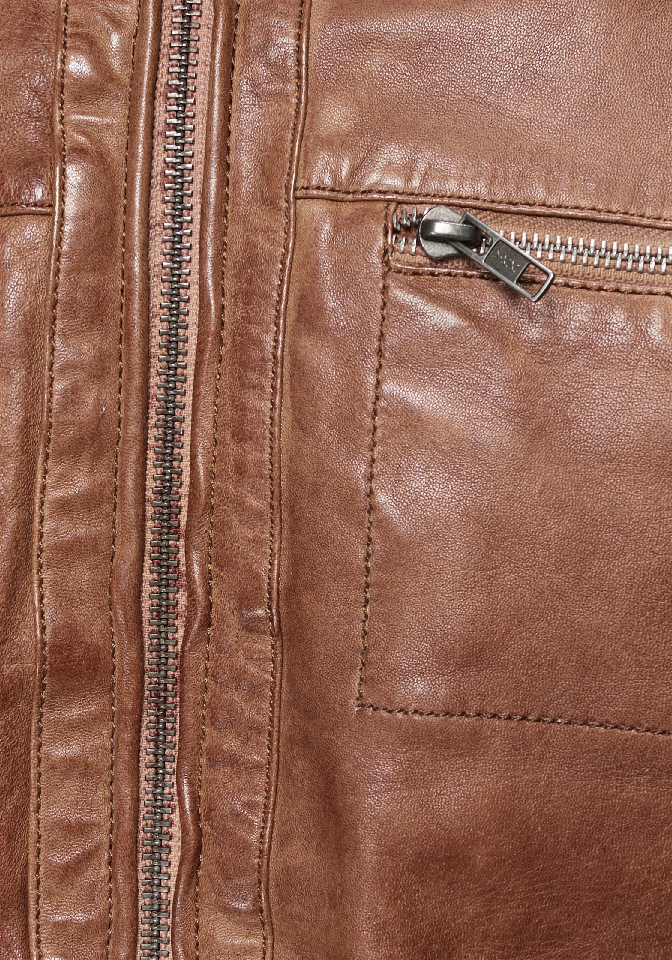 Bruno Banani Lederjacke »Flint« aus Lammnappaleder,  taillierter Schnitt,  Bikerkragen,  Used-Optik