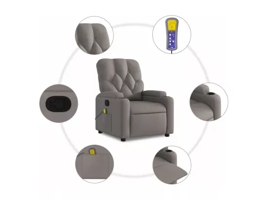 Fauteuil massant inclinable Taupe Tissu