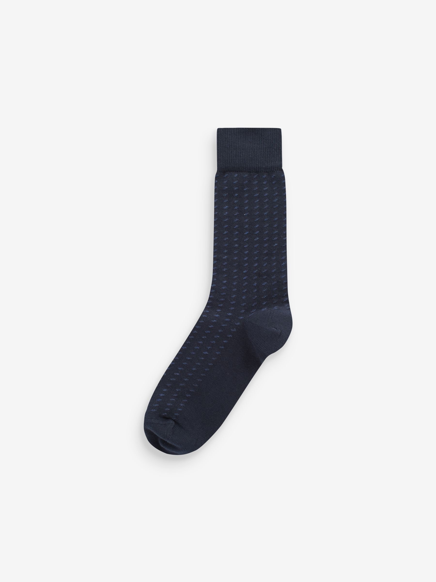 Marineblauw/grijs met motief - Verpakking van 7 - Herensokken met hoog katoengehalte
