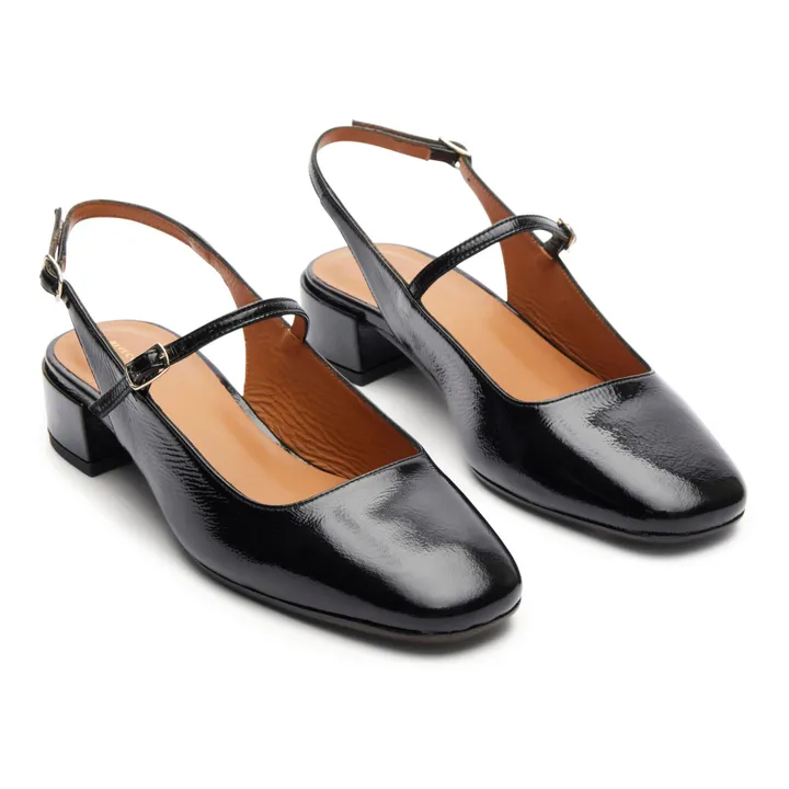 Rivecour Ballerines Cuir Vernis n°122 | Noir