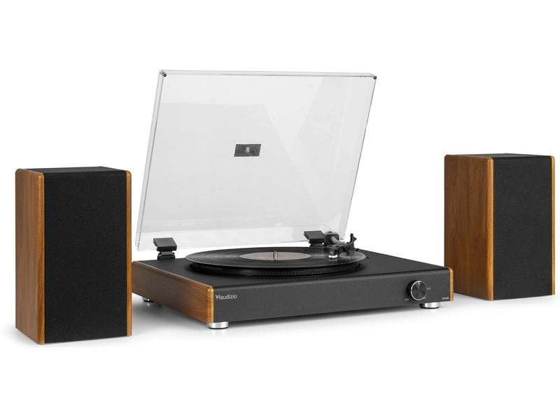 Audizio Plattenspieler RP335 Braun/Schwarz Vintage-Plattenspieler mit zwei Stereolautsprechern mit vollem Frequenzbereich