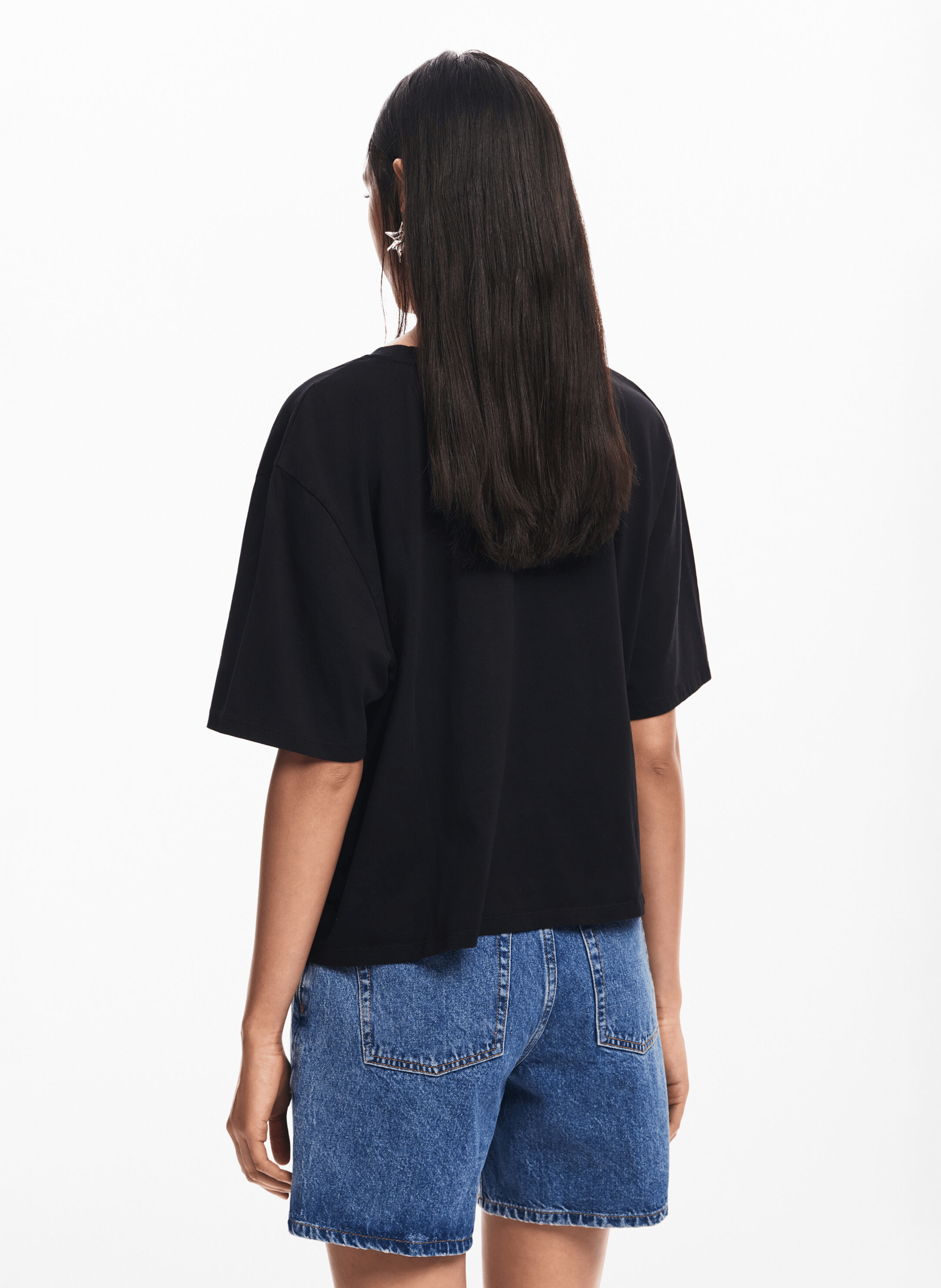 Tee-shirt brodé en coton | Noir