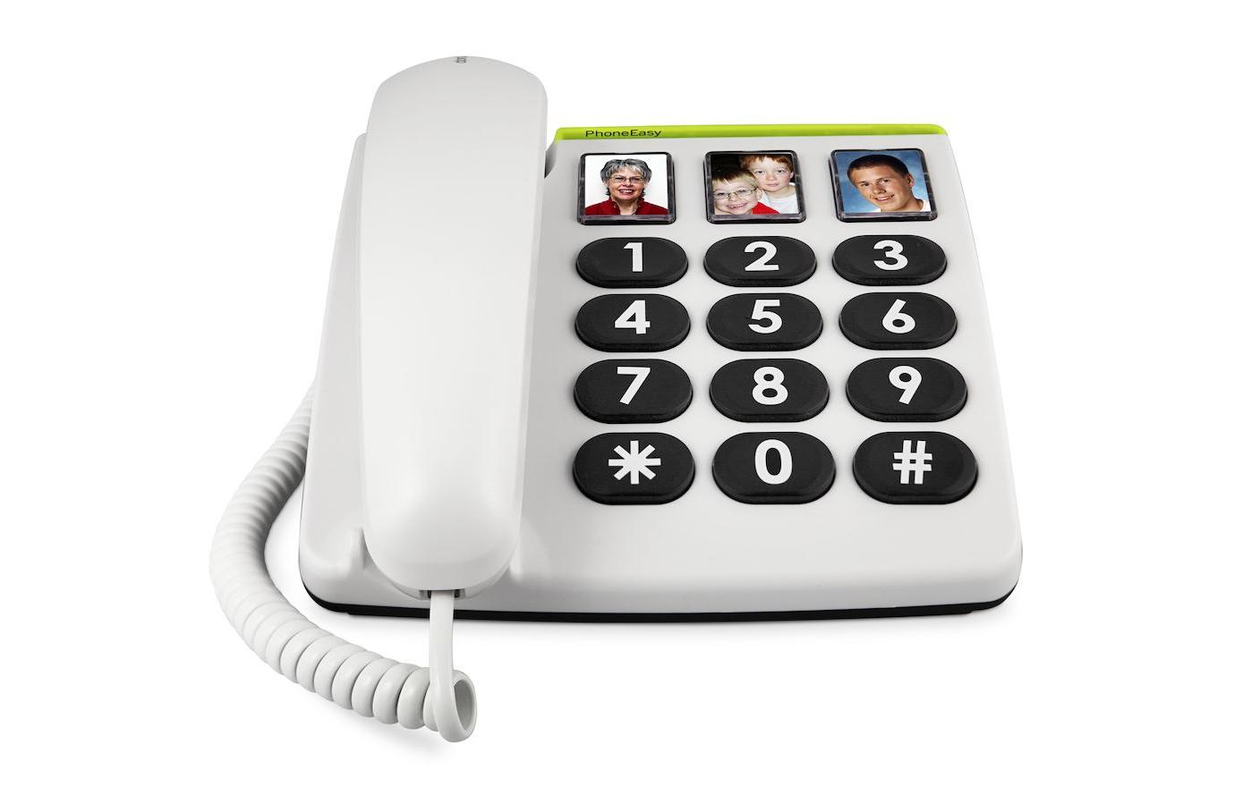 Tischtelefon PhoneEasy 331ph WeissEinfach zu bedienendes Telefon mit Fototasten zur Direktwahl