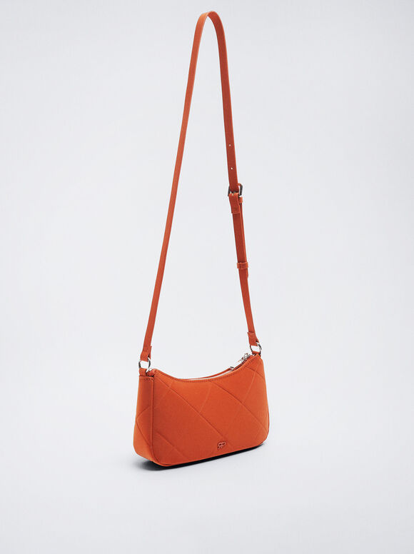 Bolsa de ombro acolchoada com corrente - Laranja