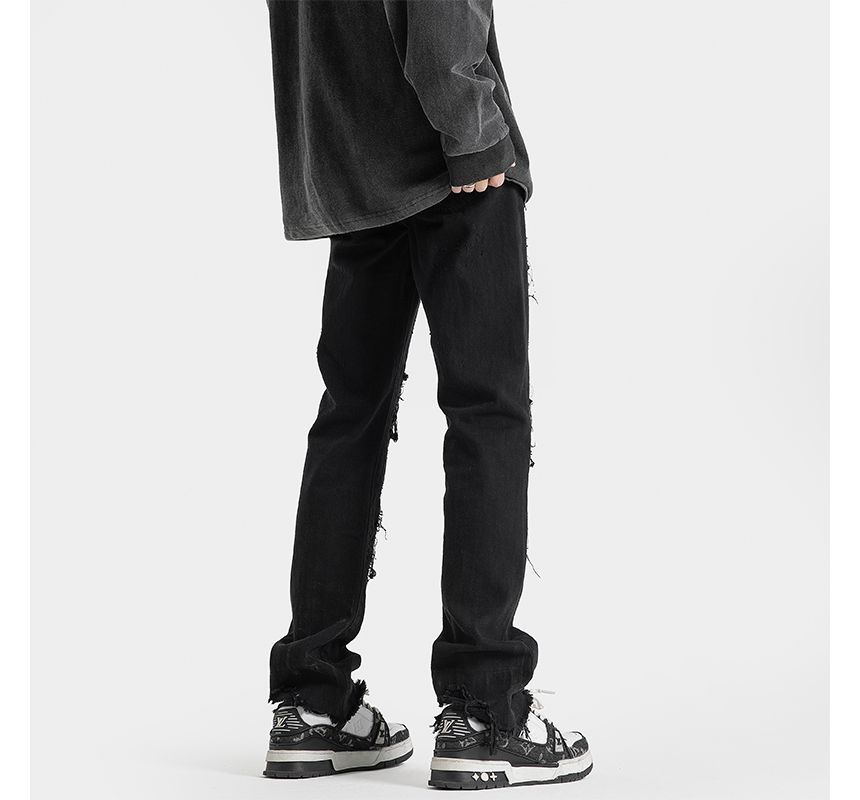 Koiyua - Mid Rise Distressed Flared Jeans