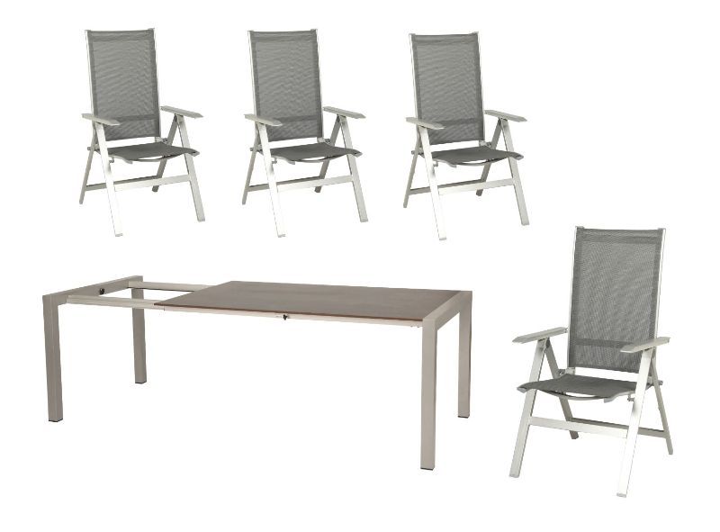 5-teiliges Gartenmöbel-Set - platin-graphit-cemento - verstellbare Rückenlehne