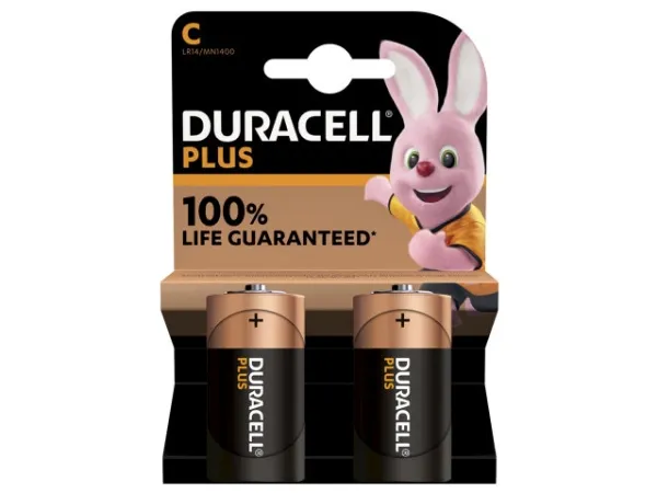Batteri Duracell Plus Power C alkaline 2stk/pak