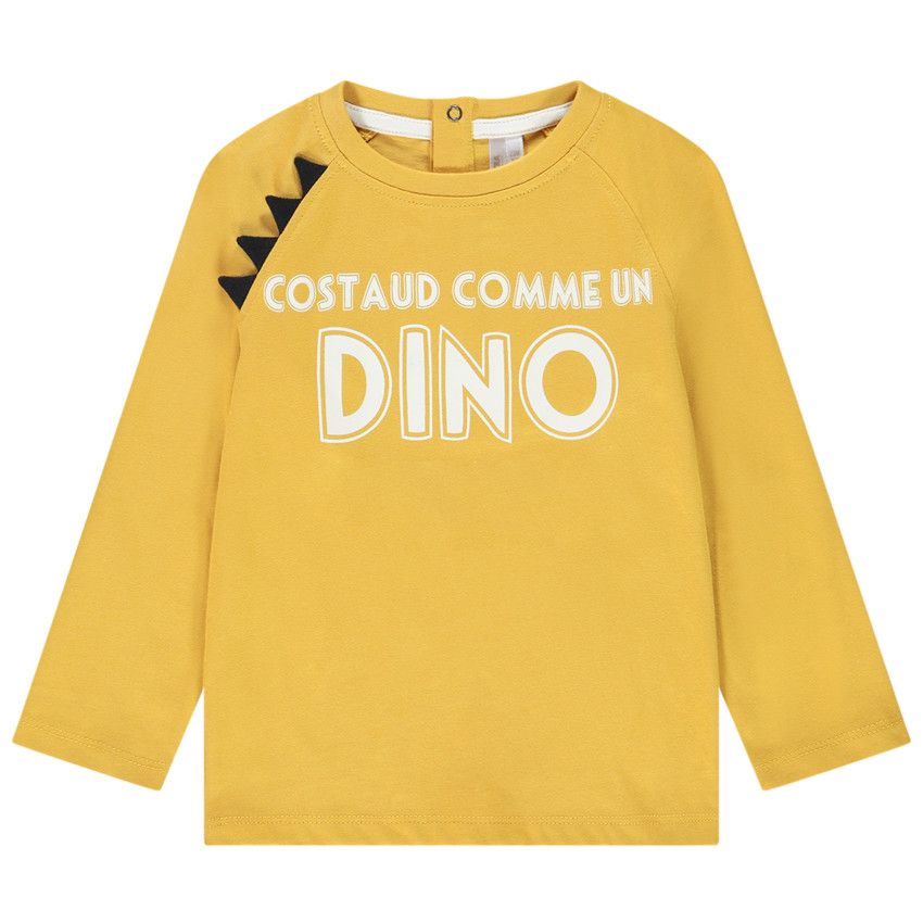 T-shirt manches longues en jersey print message ludique pour bébé garçon - Moutarde