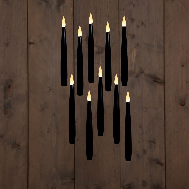 Anna's Collection - Zwevende Kaarsen - Zwart - 10 Stuks - 15 cm - Met Toverstaf en Afstandsbediening