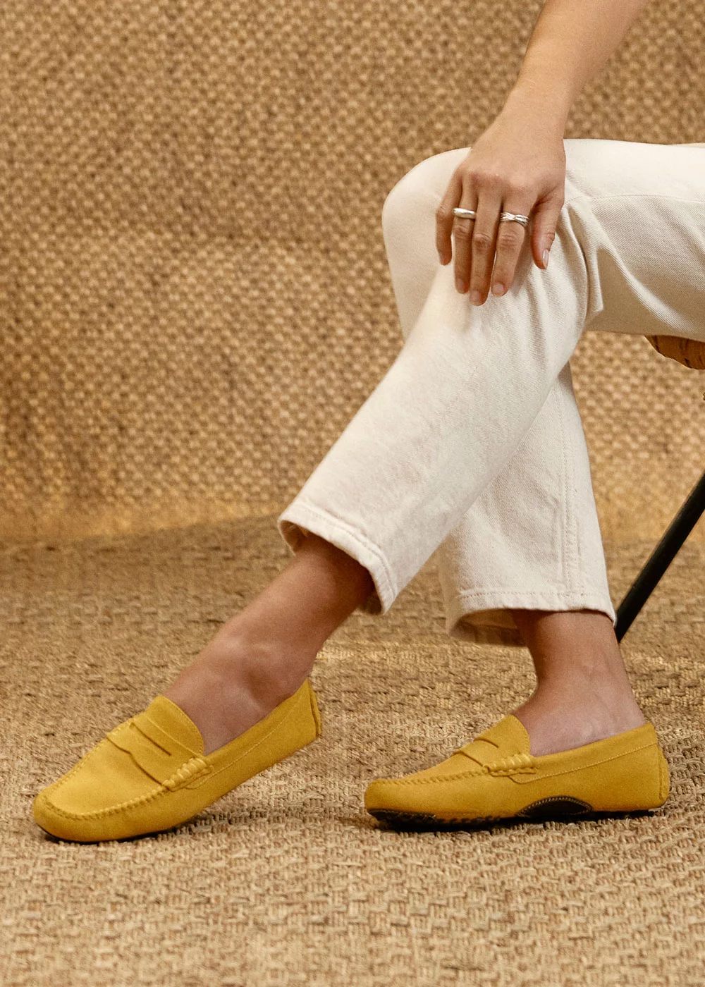 MOCCASSIN BUCK DRIVER VELOURS JAUNE