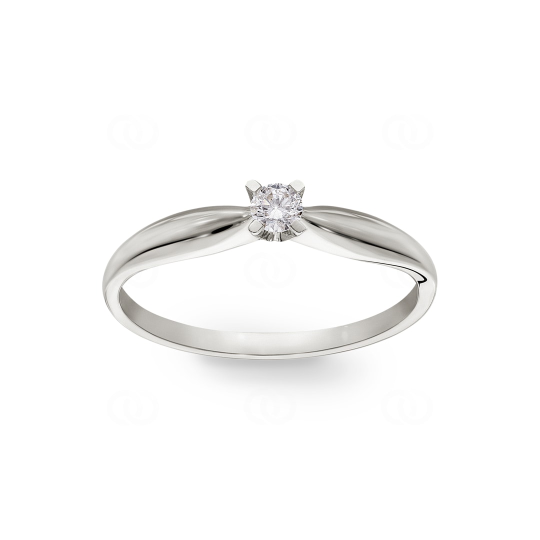 Verlobungsring 750/18 K Weissgold mit Diamant 0.10 ct H/si
