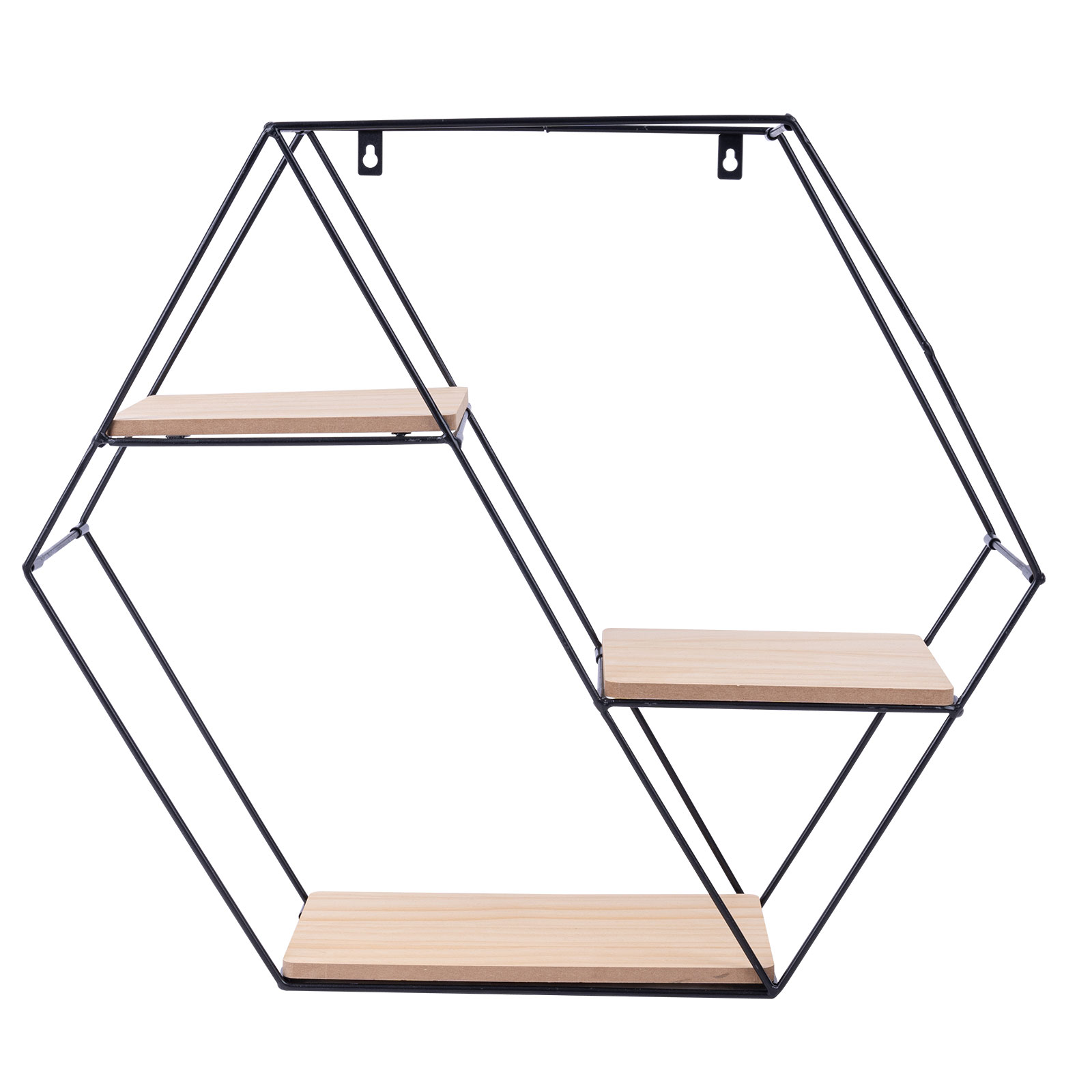 Wandregal - schwarz-natur - 58 cm