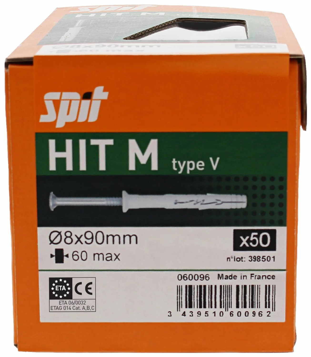 Spit 060096 Hit M Slagplug 8X90/60 V - Verzonken Kop (50st)