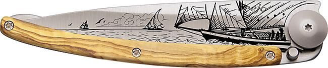 DEEJO - COUTEAU VOILE TATOO OLIVIER 37 G